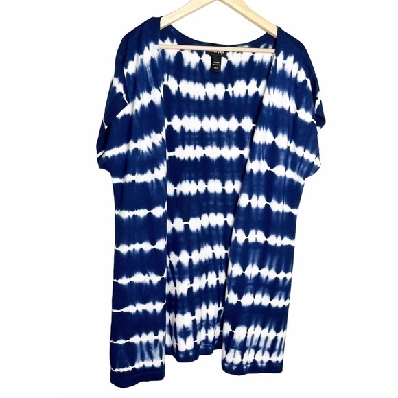 Lane Bryant Tops - Lane Bryant Classic Open-Front Tie-Dye Striped Tunic Sz 18/20W